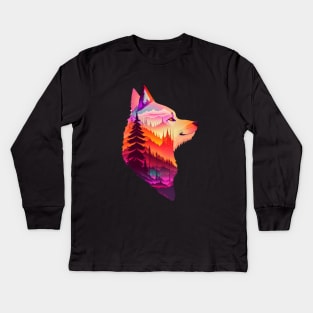 Wolves and Forests Kids Long Sleeve T-Shirt